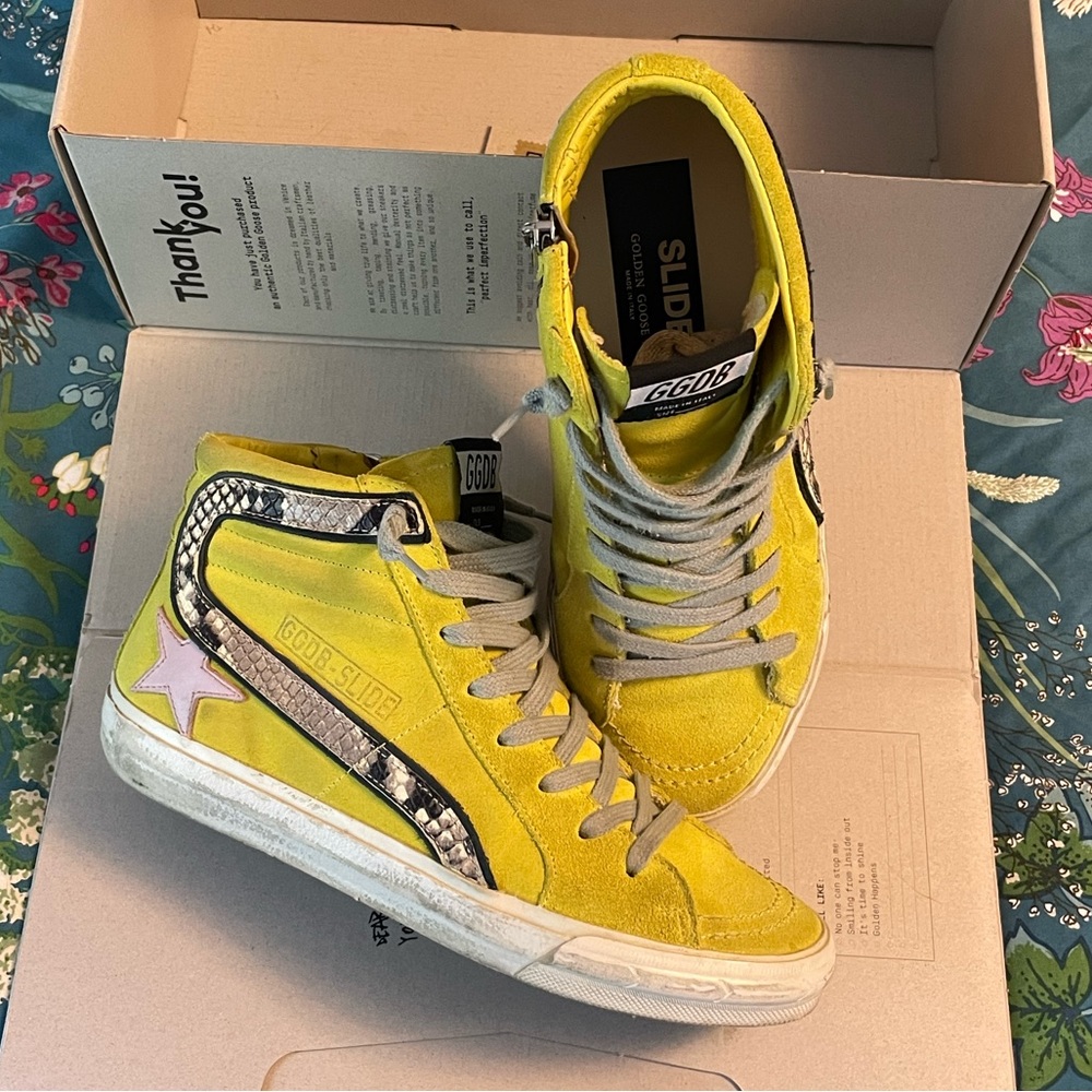 *SOLD* Golden Goose Yellow Suede Slide 36